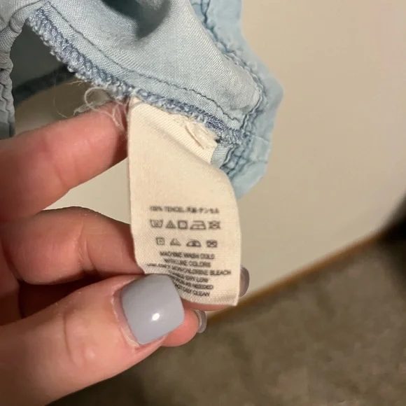 Free People Pale Blue Off-the-Shoulder Ruffle Crop Top - Picture 4 of 5